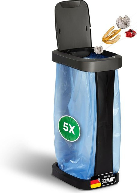 Novaliv 5er-Set Müllsackständer mit Deckel für 70L-120L Müllsäcke, robust und outdoor geeignet - Bild 1