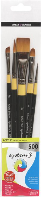 Daler-Rowney System 3 Pinselset kurzstielig aus Synthetik in Multicolour - Bild 1