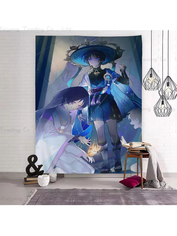 Genshin Impact Scaramouche Wandteppich mit floralem Hippie-Design in Mehrfarbig, B/H: 70 x 50 cm - Bild 7
