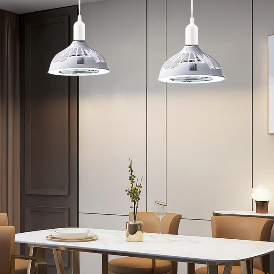 Binchi Lighting Appliances LED-Lichtventilator mit E27 Konvertersockel in Weiß für Schlafzimmer, Küche und Badezimmer - Bild 2