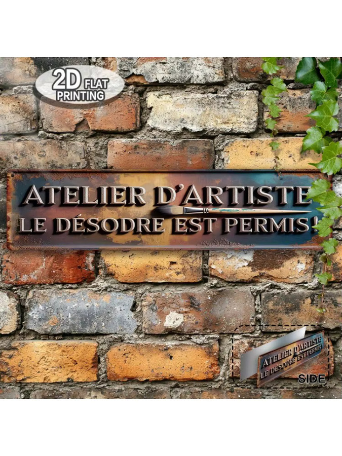 CIFBUY Französische Vintage-Wandkunst aus Aluminium, Mehrfarbiges 2D-Flachdruck-Außenschild für deine Wohnzimmerdekoration, B/H: 40 x 10 cm - Bild 6