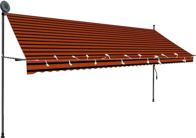 vidaXL Einziehbare Markise Handbetrieben mit LED, Farbe: Orange/Braun, Breite: 400 cm, Tiefe: 120 cm - Bild 1