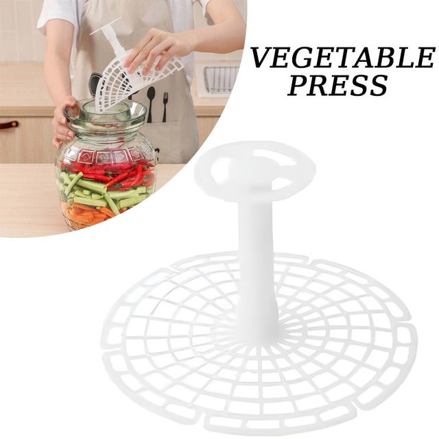 VIE LENTE Glas-Druckwerkzeug für Kimchi und Fermentierung, weiß, rund - Bild 1