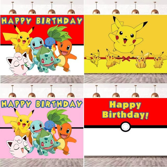 Potdemiel Pokemon Pikachu Party-Dekoration für Kindergeburtstage, Mehrfarbiger Fotohintergrund Banner aus Papier, Rechteckig - Bild 1