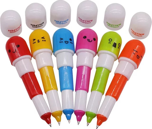 Bunte Cartoon Kugelschreiber mit niedlichen Mustern für die Schule, 0,7 mm Kugelschreiber in Mehrfarbig und Pink - Bild 1
