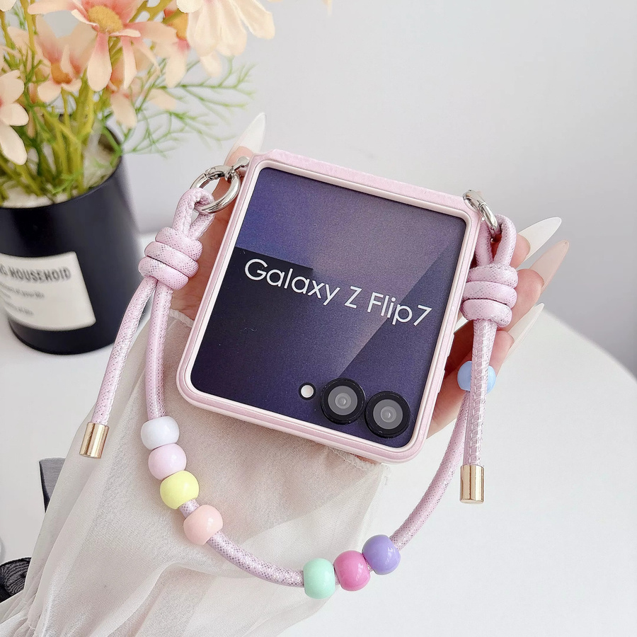 Stoßfeste Handyhülle mit Handgelenkschlaufe und Scharnierschutz für Samsung Galaxy Z Flip 6 5G in Weiß (Dopamin-Farbpalette) - Bild 2