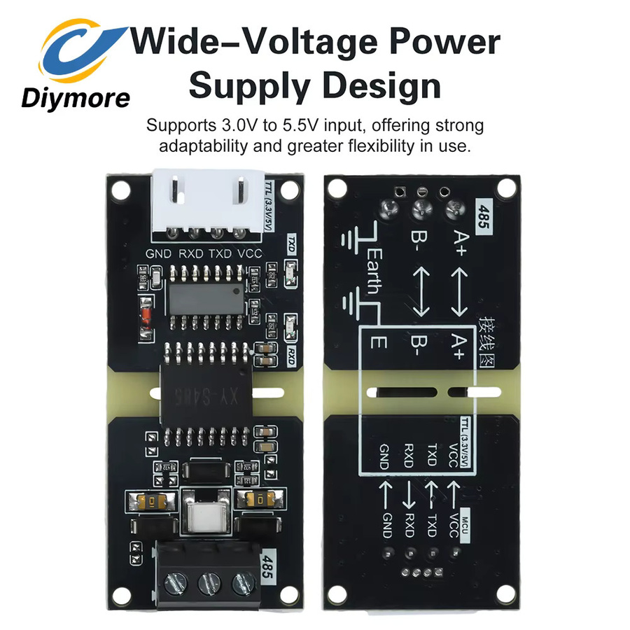 diymore Isoliertes TTL zu RS485 Konverter-Modul mit automatischer Datenflusskontrolle, DC 3-5,5V, Schwarz - Bild 2