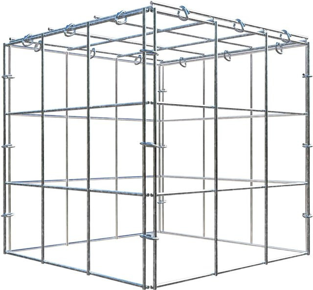 Gabiona C-Ring Anbaukorb Typ 3 in Silbergrau mit einer Maschenweite von 10 x 10 cm, B/T/H: 30 x 30 x 30 cm - Bild 1