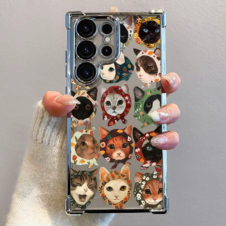 Cartoon Haustier Katze Handyhülle für Samsung Galaxy S25 S24 S23 S22 Ultra S21 S20 FE in Multicolour - Bild 4