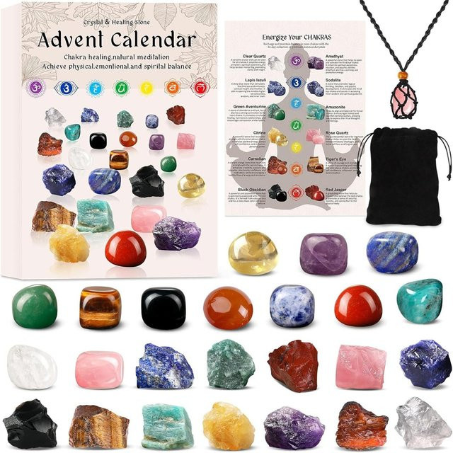 Xingben Two 24-teiliger Adventskalender mit Chakra-Kristallen und Heilsteinen in Grau und Multicolour - Bild 1
