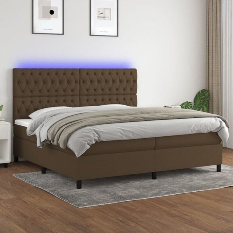 Vidaxl Boxspringbett mit Matratze in Braun aus Stoff und Holzwerkstoff B/T/H: 200 x 200 x 118 cm - Bild 1