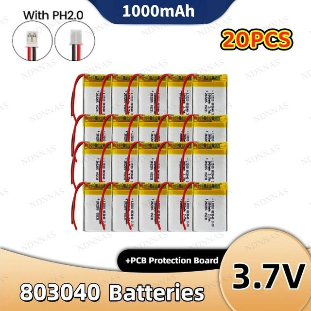 SCRCEO Lithium-Ionen-Polymer-Akku 803040, 3,7V 1000mAh, Gelb - Bild 1