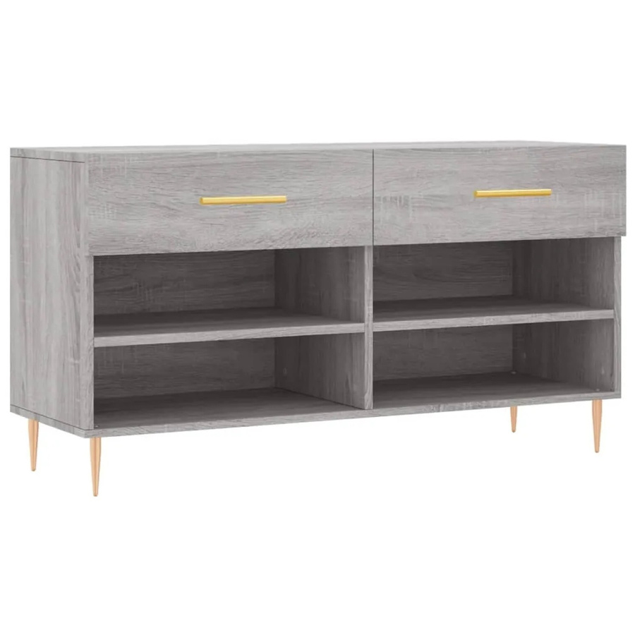 vidaXL Schuhbank Grau Sonoma aus Holzwerkstoff und Eisen, B/T/H: 102 x 35 x 55 cm - Bild 2