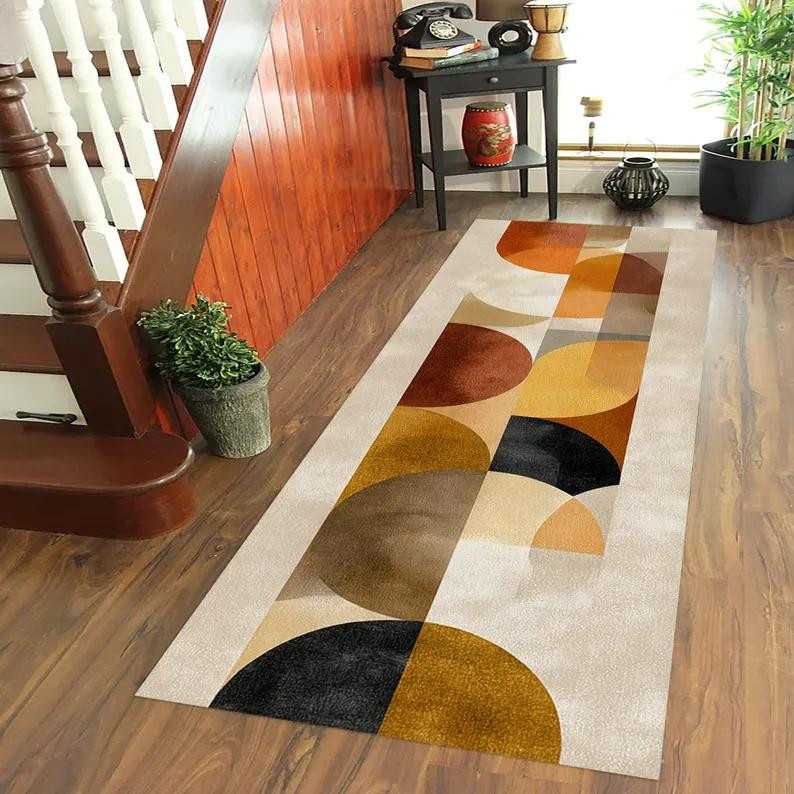 Lodestar Mid Century Modern Läuferteppich Abstrakt Geometrisch, Waschbarer Küchenläufer aus Polyester, Mehrfarbig, B: 40 cm, L: 60 cm - Bild 1