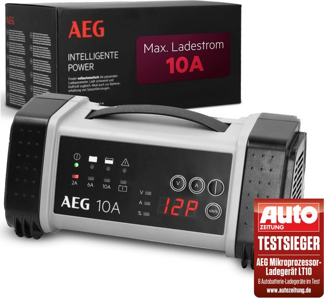 AEG Mikroprozessor-Ladegerät LT 10 für 12 V und 24 V Autobatterien, Schwarz - Bild 3