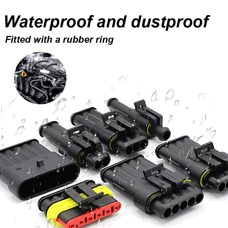 Wasserdichter elektrischer Kfz-Stecker Super Seal IP68 mit 1 bis 4 Pin für LKW, Auto und Motorrad in Schwarz - Bild 3