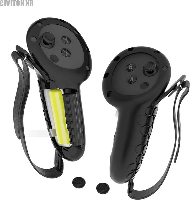 CIVITON XR Touch-Controller-Griff mit Fallschutzriemen und Batterieabdeckung für Meta Quest 3S und Quest 3 in Schwarz oder Weiß - Bild 1