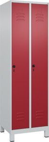 C+P Spind Classic PLUS Garderobenschrank mit 2 Abteilen, Grau/Rot, B/T/H: 195 x 60 x 50 cm - Bild 1