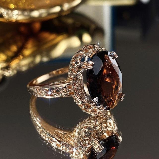 Ring, Dunkelrot, Zirkonia, Kristall, Zinklegierung, Damen - Bild 1