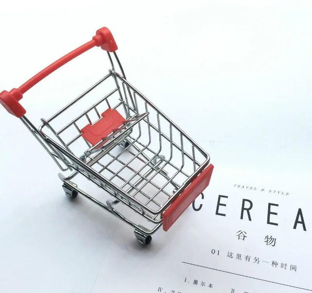 YJSTY Mini-Supermarkt-Einkaufswagen, rot, Metall - Bild 1