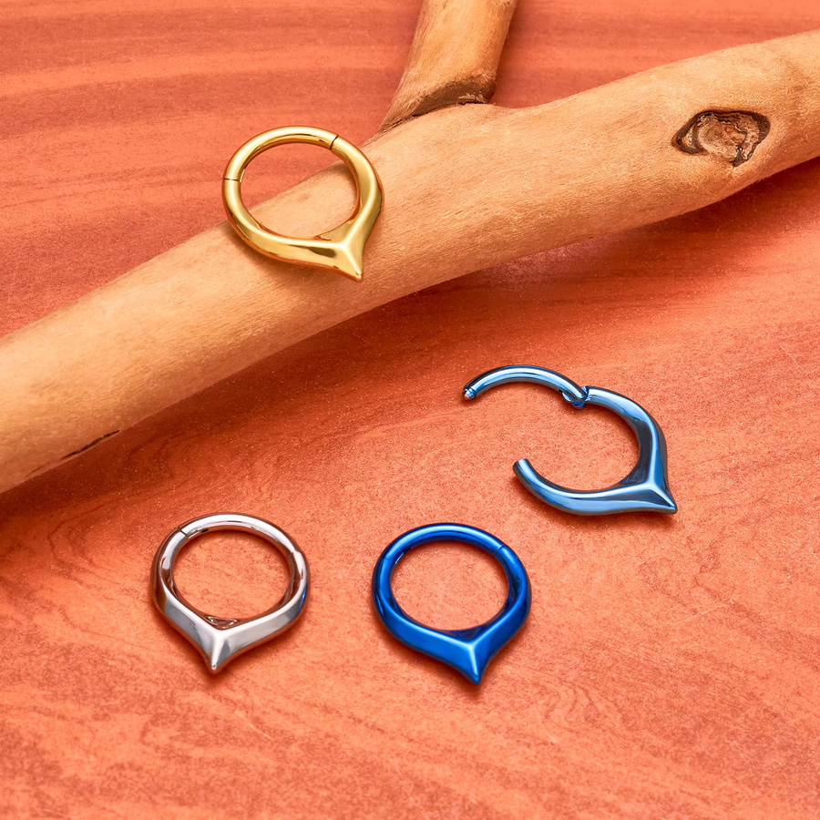 UHERA Piercingring Titan, Silber, Klappbarer Septum-Ohrknorpel-Piercing Clicker - Bild 2