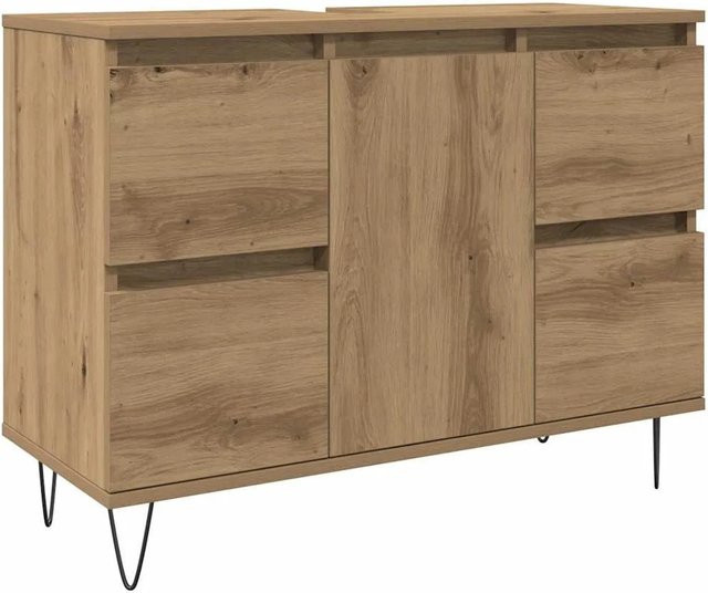 vidaXL Badschrank Artisan-Eiche in Braun, freistehend im industriellen Stil, B/T/H: 80 x 33 x 60 cm - Bild 1
