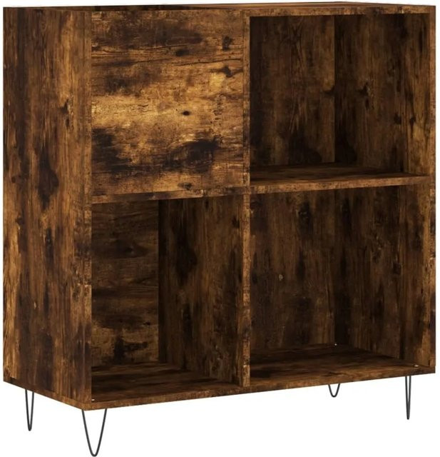 vidaXL Plattenschrank in Räuchereiche, Industrial Design mit Türen und offenen Regalfächern, B/T/H: 84,5 x 38,0 x 89,0 cm - Bild 1