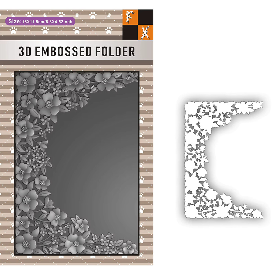 3D-geprägtes Ordner- und Stanzset Artistische Blumenrahmen für Scrapbooking und Kartenherstellung aus Kunststoff - Bild 2