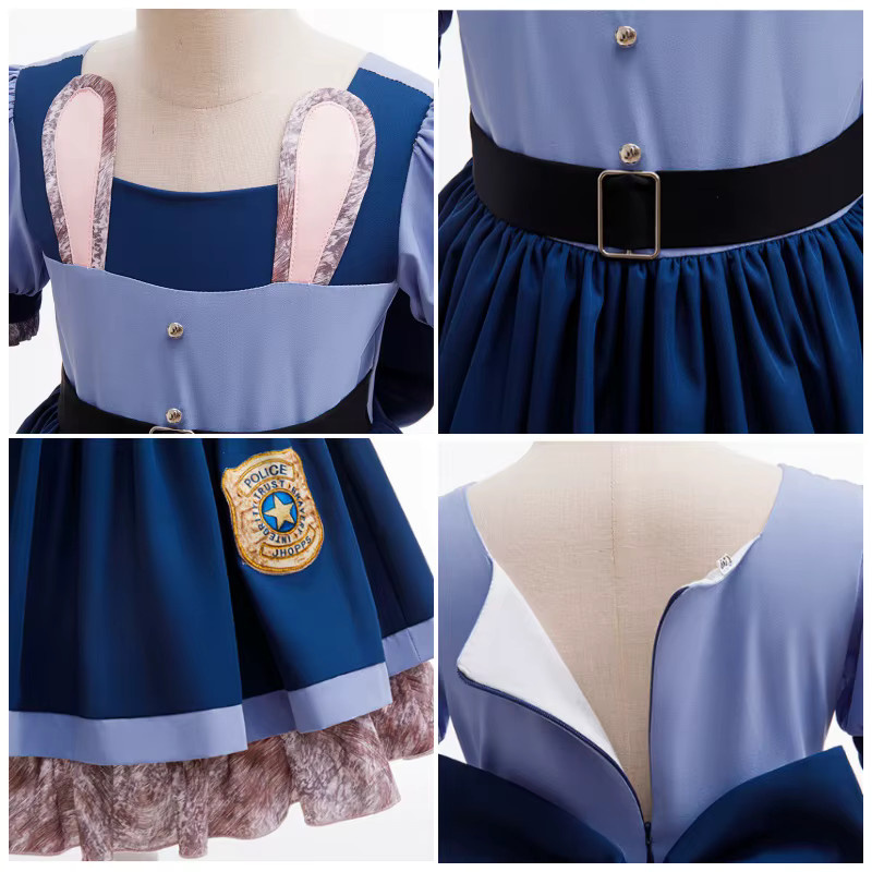 Paw Patrol Zoo Rabbit Judy Cosplay Kostüm, Mädchen, Polizist Hase Kleid mit Gürtel - Bild 5