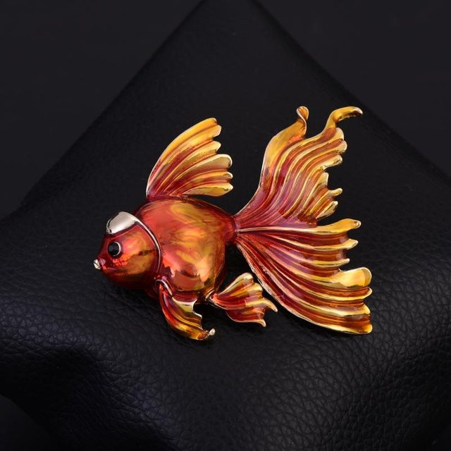YIRAN Brosche Goldfisch, Damen Herren, Rot, Brown - Bild 1