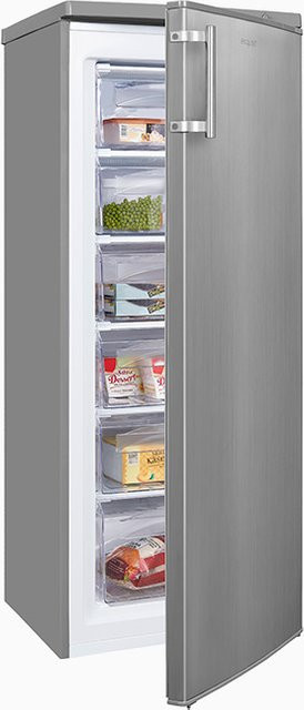 Exquisit GS235-H-040E Gefrierschrank in Silver/Edelstahloptik, Standgerät mit umkehrbarer Tür, B/T/H: 55 x 60 x 188 cm - Bild 1