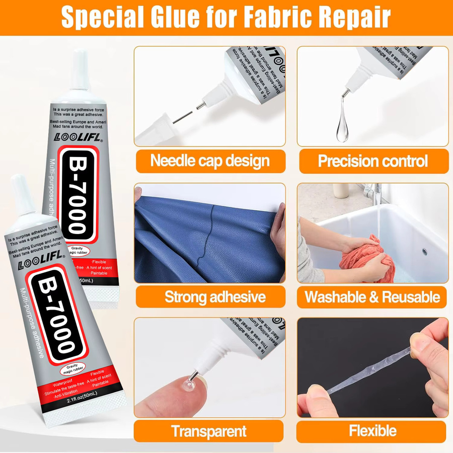 LOOLIFL Stoffkleber transparent, waschbarer Textilkleber zum Flicken von Kleidung, Denim, Leder und Stoff - Bild 3