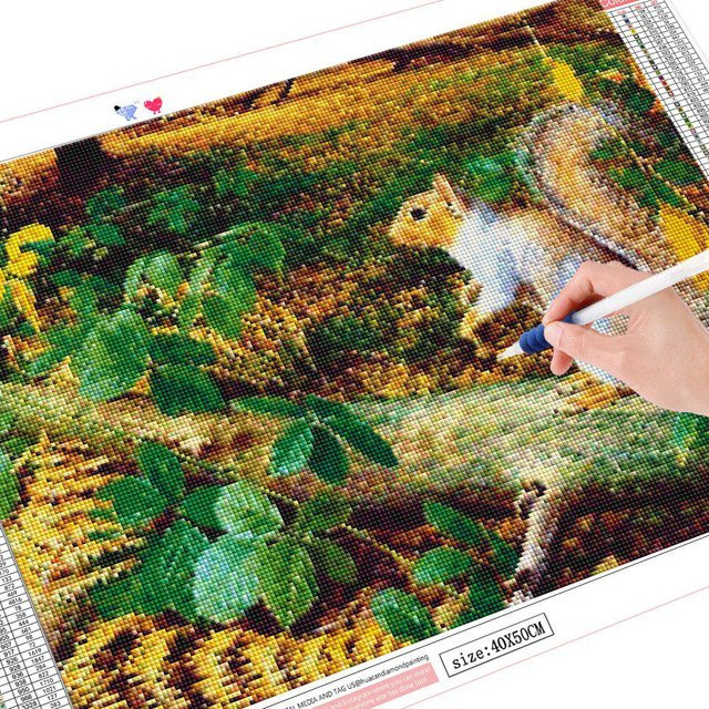 FIYO 5D Diamantmalerei Eichhörnchen Bastelset mit Mosaikbaum in Multicolor, Breite: 20 cm, Höhe: 30 cm - Bild 1