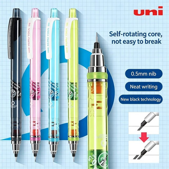 Uni Kuru Toga Druckbleistift M5-450T mit 0,5 mm bruchsicherer Mine und Radiergummi in Schwarz - Bild 1