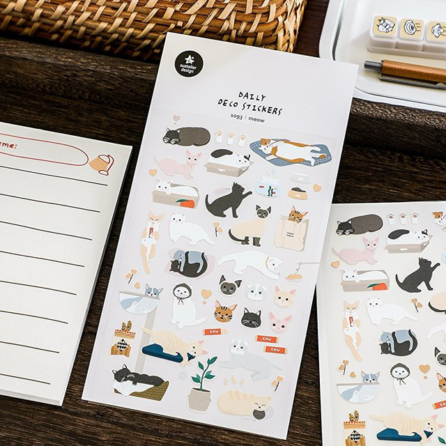 Suatelier Meow Happy Cats Papieraufkleber für Scrapbook und DIY Dekoration, Mehrfarbig - Bild 1