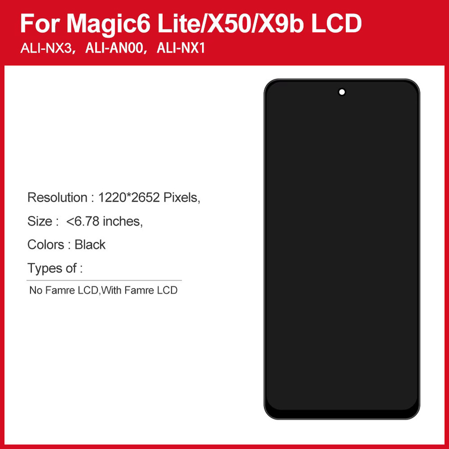 LCD Display Touch Screen Ersatz mit Rahmen für Honor X9b ALI-NX1, Magic 6 Lite ALI-NX3 und Honor X50 ALI-AN00 in Schwarz - Bild 2