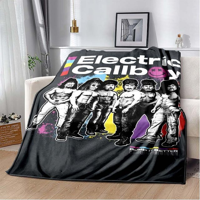 LOLO IU Elektrische Callboy Band Plüschdecke aus Flannel, Multicolor, B: 120 cm, T: 80 cm - Bild 1