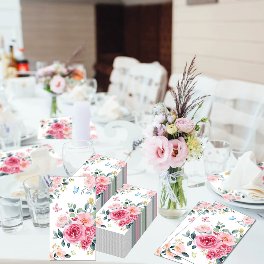 20 Stück Rose Blumen Papierservietten in Mehrfarbig für Hochzeit, Geburtstag und Party-Dekoration - Bild 2