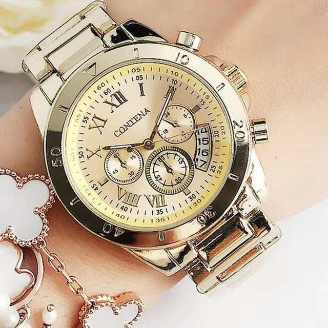 CONTENA Armbanduhr, Quarz, Edelstahl, beige, Damen - Bild 1