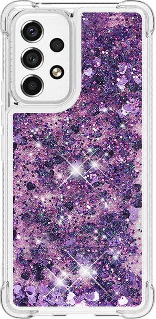 Stoßfeste Handyhülle mit Glitzer-Flüssig-Pailletten und Cartoon-Tier-Design für Samsung Galaxy A53 A13 A23 A33 A73 5G A03s in Multicolour Transparent Purple - Bild 1