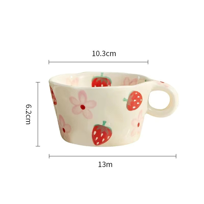 Handbemalte Keramiktasse mit Blumenmuster, 300 ml - Bild 3