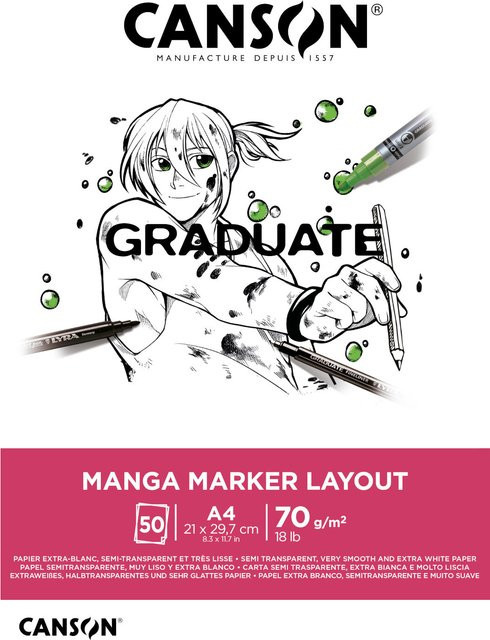 Canson Graduate Manga Block Papier Weiß 50 Blatt - Bild 1