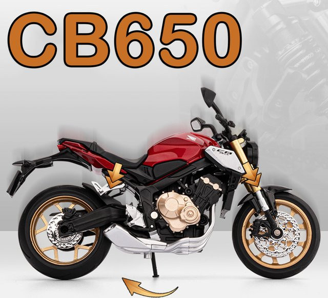 MAKEDA Honda CB650 CB400F Diecast Motorrad, Metall, 1:12, mit Sound und Licht - Bild 1