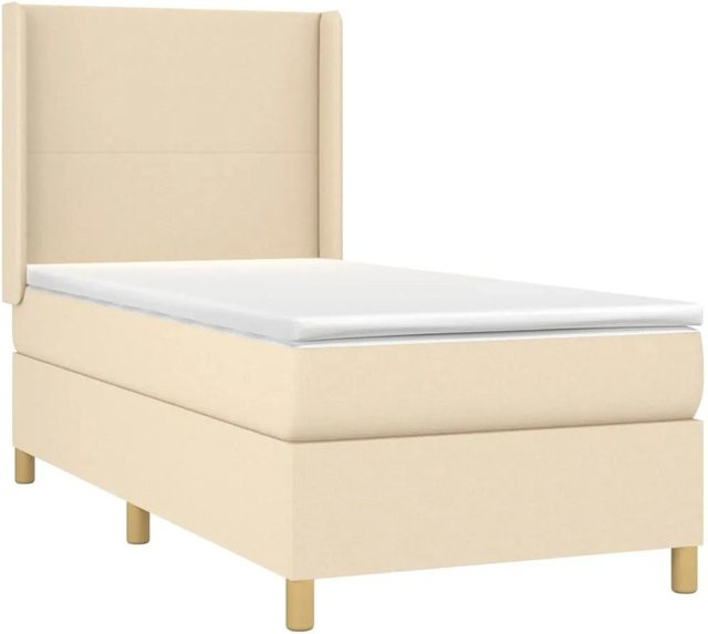 vidaXL Boxspringbett mit Matratze in Beige, Hybridbett mit LED-Unterbettbeleuchtung und USB-Ladeport, B/T/H: 80 x 200 cm - Bild 1
