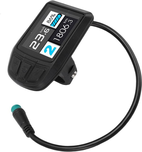 Igeteck LCD-Farbdisplay für Elektrofahrrad und Elektroroller mit 5-poligem wasserdichtem Kabel, Schwarz - Bild 1