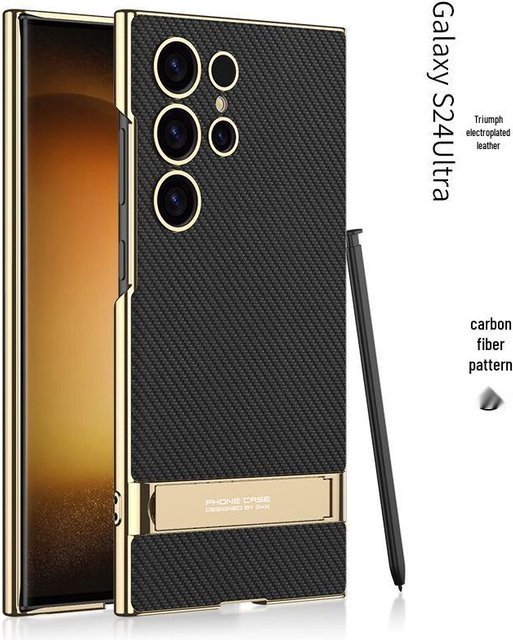 GKK Leder-Handyhülle mit integriertem Ständer für Samsung Galaxy S24 Ultra in Schwarz, sturzsicher mit präzisen Aussparungen - Bild 1