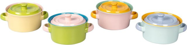 Genialo Genuss-Töpfchen Sommer Suppenschalen aus Keramik, Multicolor, 4 Stück, 450 ml pro Stück - Bild 1