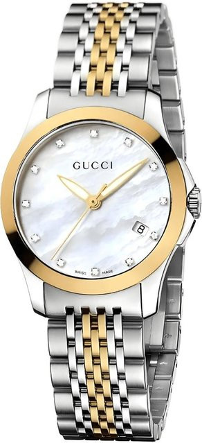 Gucci Damenuhr G-Timeless, Quarz, Edelstahl, Bicolor, 27 mm, Weiß - Bild 1