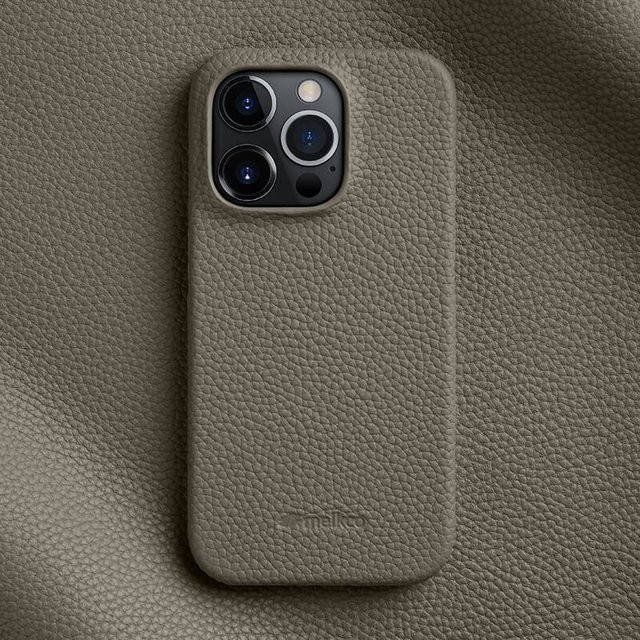 Melkco iPhone Hülle aus echtem Leder in Grau für iPhone 15 Pro Max, iPhone 14 Plus, iPhone 13 mini und iPhone 12 mit Anti-Fall-Schutz - Bild 1