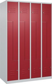 C+P Z-Spind Classic PLUS Spind mit 8 Fächern, Stahl, Grau/Rot, H x B x T: 185 x 120 x 50 cm mit Zylinderschloss - Bild 1
